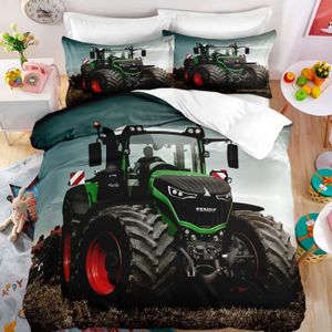 Coton/Renforcé Tracteur Herding YOUNG COLLECTION Parure de Lit Réversible Taie dOreiller 80 x 80 cm Housse de Couette 135 x 200 cm 