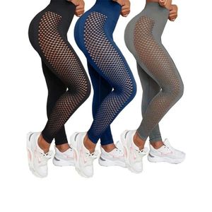 PANTALON DE SPORT Legging de yoga slim taille haute 3 pièces pour femmes, pantalon de sport jiushengti™ - Bleu marine noir