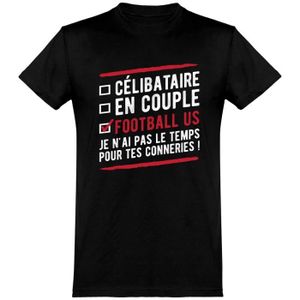 T-SHIRT MAILLOT DE SPORT Tee-shirt homme humoristique - Otshirt - Célibataire en couple football US - Noir