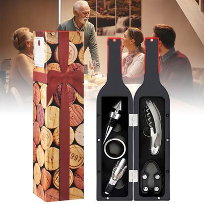 FBBULES Ouvre-Bouteille à Pression D'Air 2-en-1 + 2 Bouchons Réutilisables – Ouvre-Vin Rapide & Élégant Cadeau Amateur De Vin