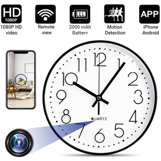 Horloge murale Mini caméra espion HD 1080P détection de mouvement sécurité à domicile caméra WiFi cachée