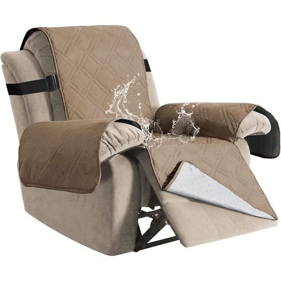 DUJUIKE Housse Fauteuil Relax Imperméable 4 Pièces - Protection Antidérapante Pour Canapé Inclinable
