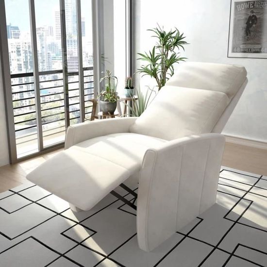 8715FRDECO- Fauteuil électrique de massage,Fauteuil inclinable TV sofa Fauteuil relax  Blanc Similicuir