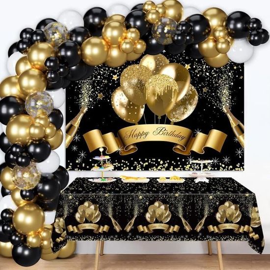 Kit Arche Ballons Noir Et Or 116 Pièces - 3 Tailles, Ruban, Points De Colle, Pour Anniversaire, Mariage, Baby Shower