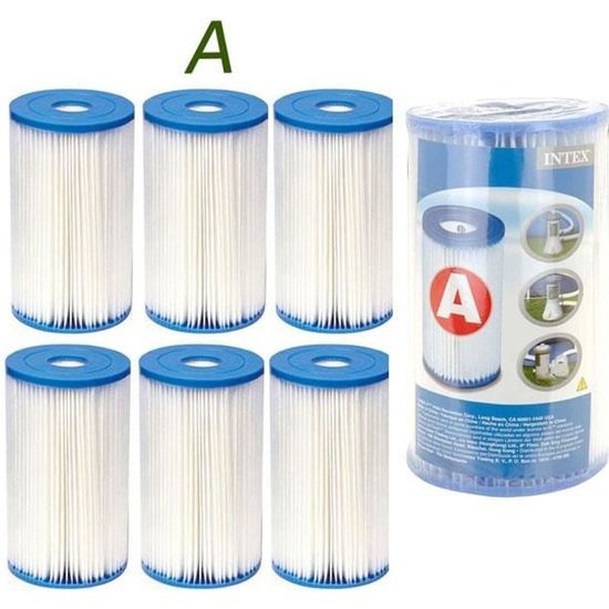 Lot de 6 cartouches de filtration Intex pour filtre piscine - Type A - Fibres Dacron - Nettoyage facile
