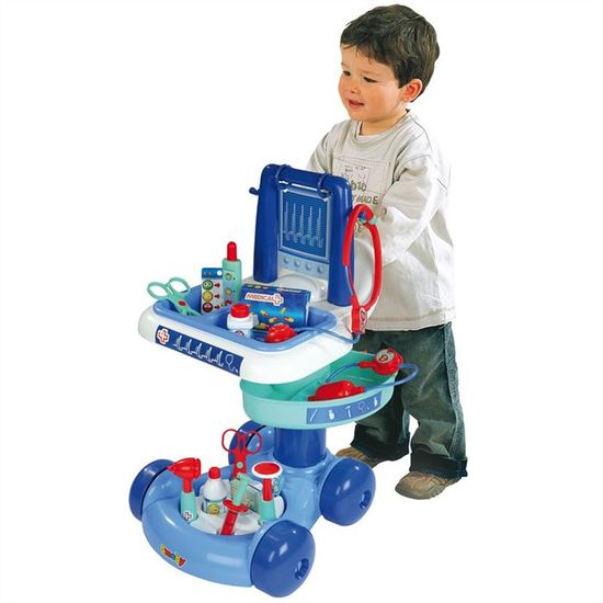 Chariot Médical électronique Smoby - Jouet D'imitation Docteur Avec 16 Accessoires, Sons Et Lumières - Fabriqué En France, Dès 3 Ans