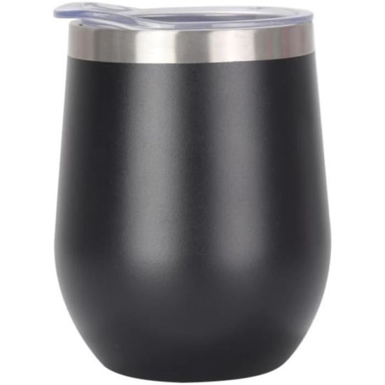 Gtell Acier Inoxydable Verre À Vin Sans Pied Avec Couvercle, Double Paroi Isolé Idéal Pour Le
