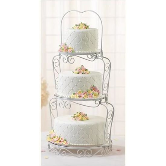 Présentoir à Gâteaux 3 étages Blanc | Pour Mariage, Anniversaire, événements | Support Pour Gâteaux 10, 12 Et 14 Pouces