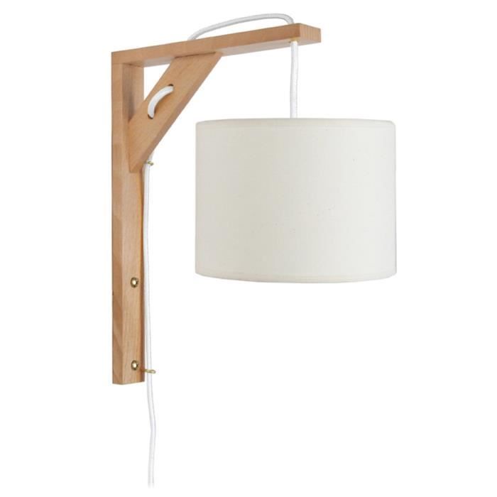 TOSEL Applique 1 lumière - luminaire intérieur - tissu écru - Style inspiration nordique - H16cm L30cm P26cm