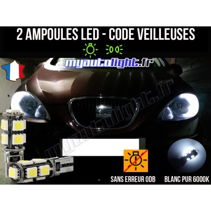 Pack veilleuses à led blanc xenon pour SEAT LEON 2