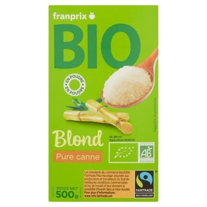 Sucre de canne blond bio 500g franprix