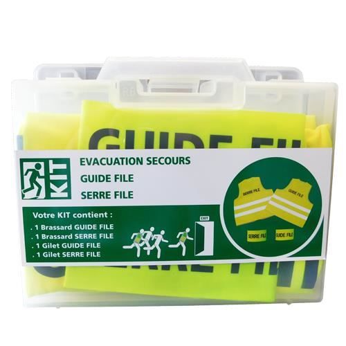 Kit Evacuation Guide File Serre File avec vis de fixation - Comprend 2 gilets taille L et 2 brassards