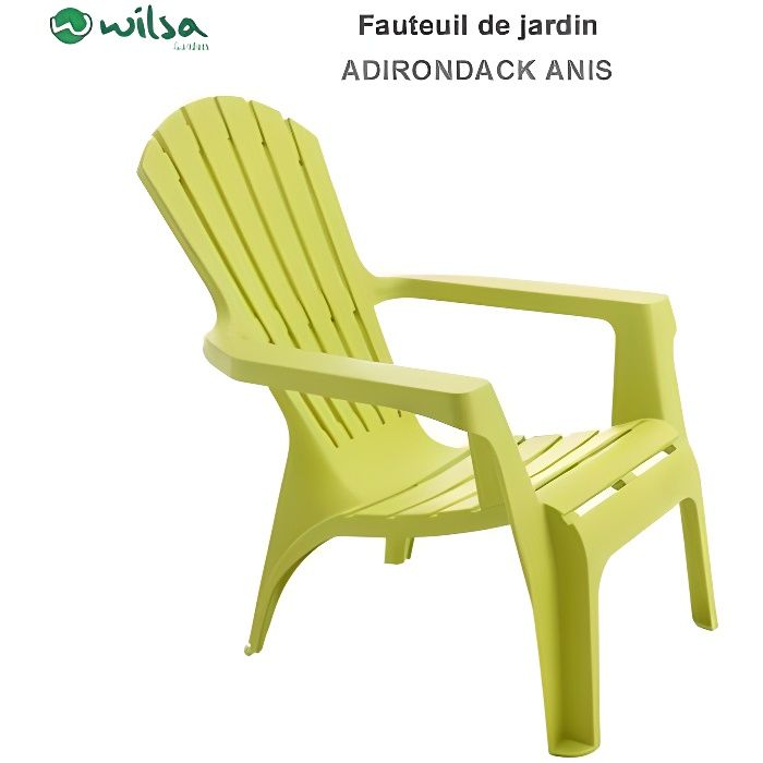 Fauteuil Adirondack résine polypropylène Wilsa Garden - Couleur: Fauteuil Adirondack Anis-Anis$Vert - Nombre de fauteuils: 1 Fauteu