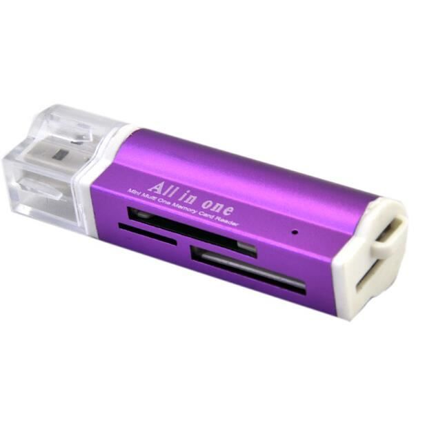 Tout en 1 USB 2.0 Lecteur de Carte Mémoire SDHC/SD/MMC/Micro/TF Violet