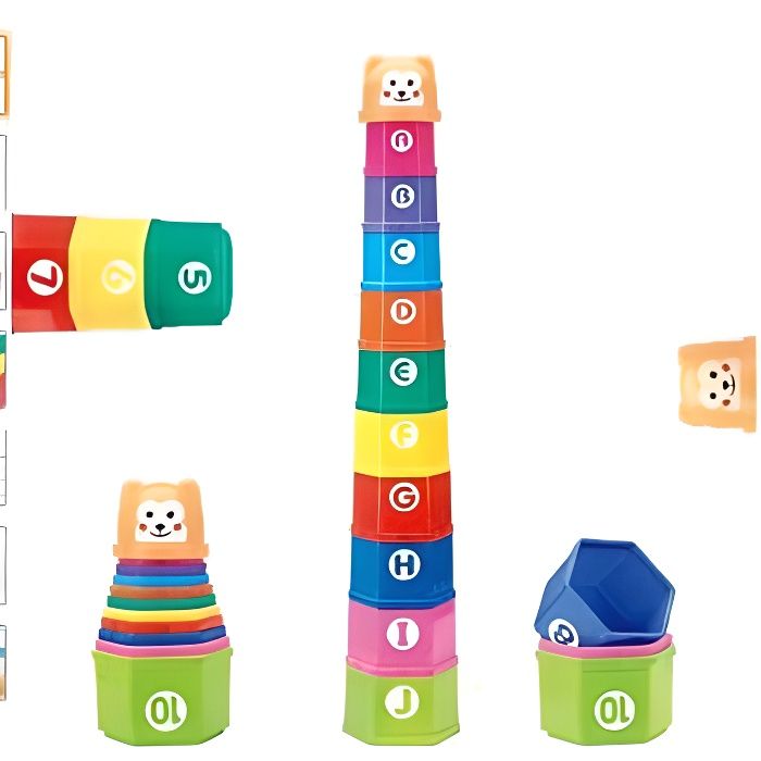 Jouet Bain Cubes Empilables Bebe Jeu A Empiler Enfant Jouet Premier Age Jeux Educatif Nombres Lettres 6 Mois + Garçon Fille