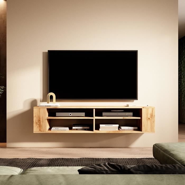 Meuble TV - WERI - 140 cm - chêne wotan - style moderne