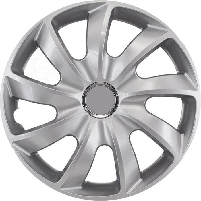 Enjoliveurs argent 15 pouces Stig NRM 4x enjoliveurs de roues OPEL FORD CITROEN AUDI VW