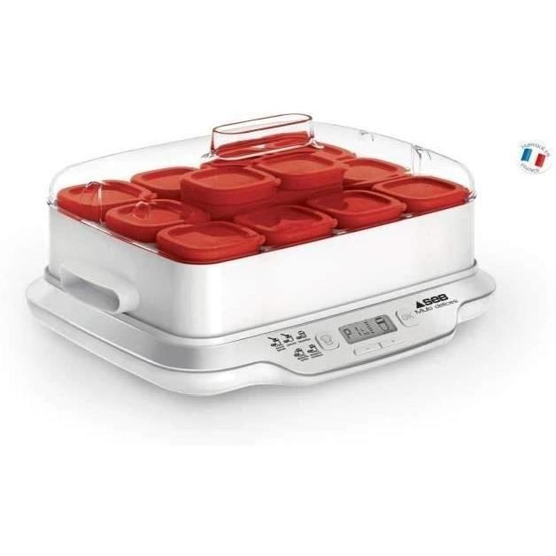 Seb Yaourtière Multidélices Express 12 Pots Rouge Yaourt Maison 5 Programmes Automatiques Desserts Lactés Fromages Blancs Desserts M