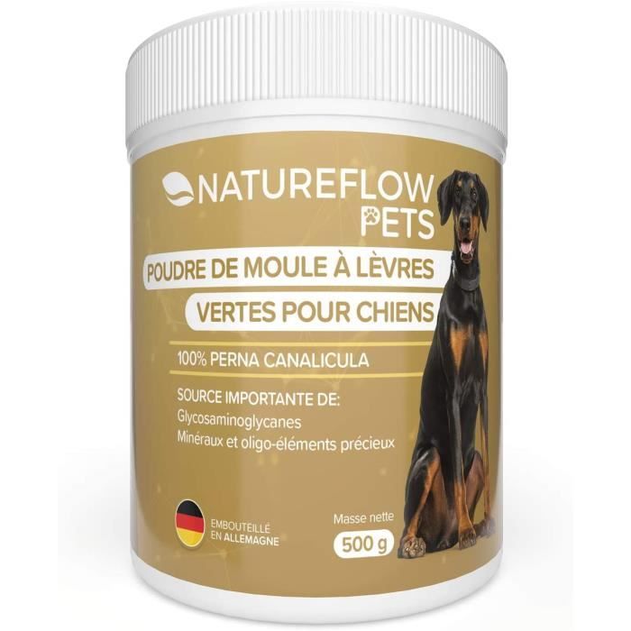 Poudre de Moule à lèvres Vertes pour Chiens - 500g de moules à lèvres Vertes pour Soutenir Les Fonctions articulaires - Poudre Natur