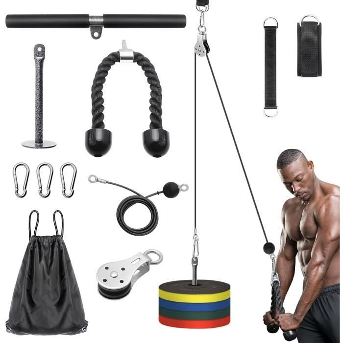 Poulie Musculation à DomicileKit Musculation Poulie Tirage de Bricolage avec Corde pour Triceps et Barre de TractionMachine p 112