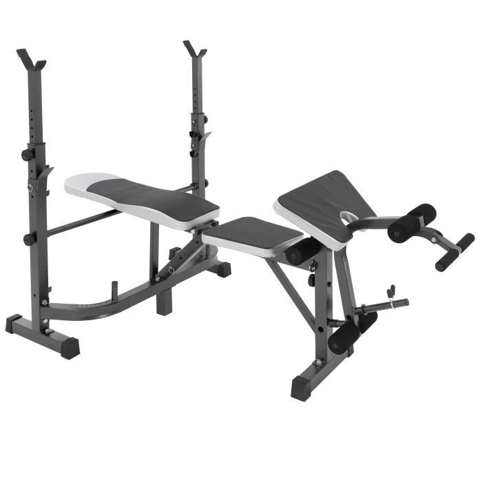 ECD Germany Banc de Musculation Multifonctionnel Complet | Réglable | 255 kg | Support pour Haltères Longs et Poids