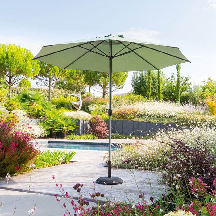 Parasol mat central rond 3m Loompa olive Hespéride