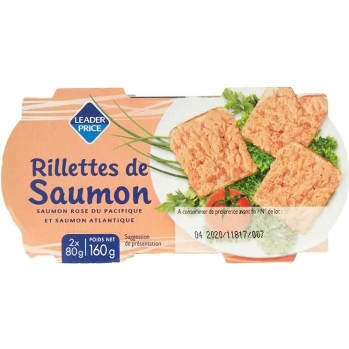 Rillettes de saumon 2 x 80g Leader Price