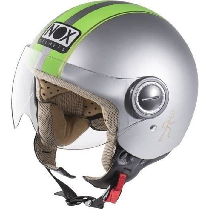 Casque Moto Jet NOX N210 Bordeaux Mat XL - Écran Clair Aviateur - Style Urbain Vintage