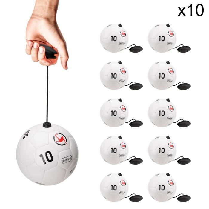 Ballon de football LOT de 10 ballons d'entrainement au football avec corde et poignée