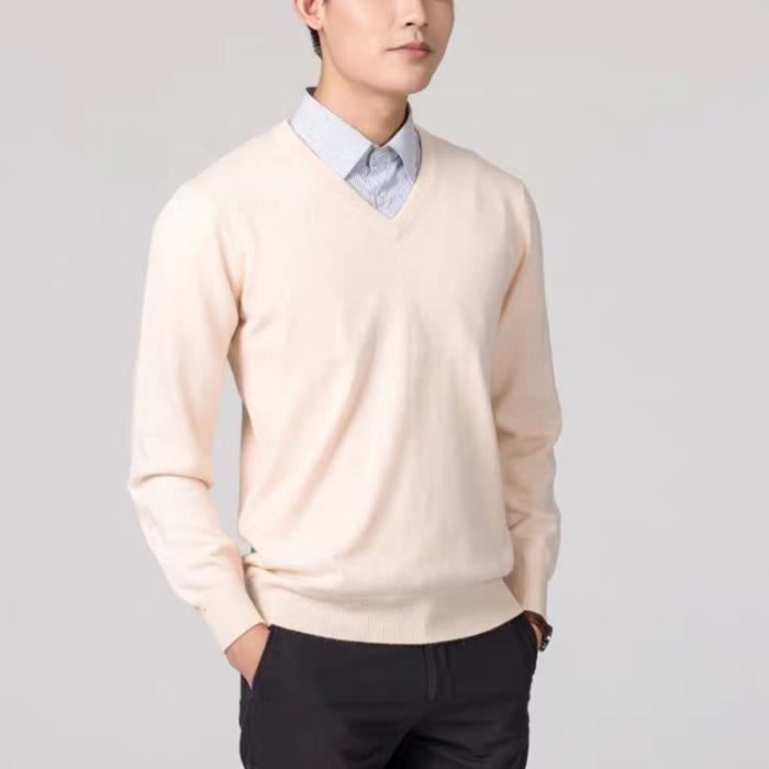 Pull Col V En Cachemire Jauge Décontracté Pour Hommes Chandails