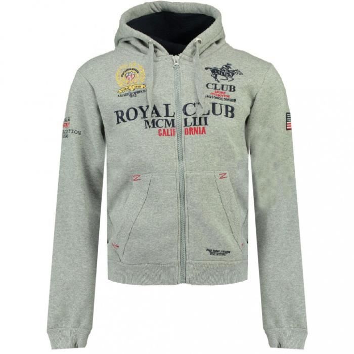 Sweat zippé Gris Homme Geographical Norway Gantub