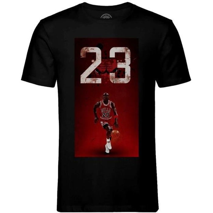 T-shirt Homme Col Rond Noir Michael Jordan 23 Chicago Bulls Basket Superstar GOAT