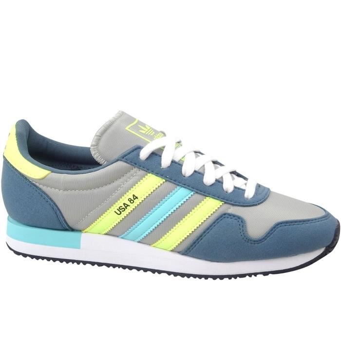 Chaussures ADIDAS Usa 84 Bleu-Gris-Jaune - Homme/Adulte