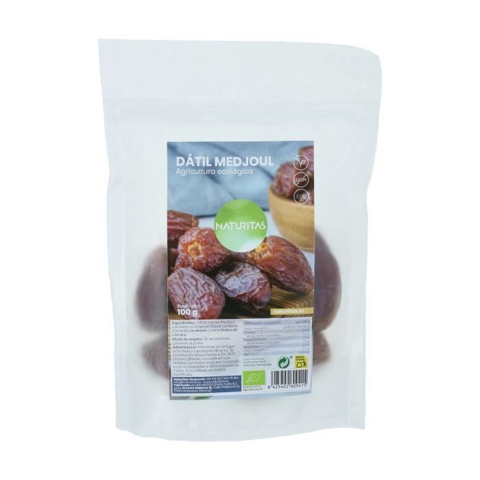 Date Medjoul Bio 100 g Naturitas | Juteux | La donnée la plus tendre et la plus douce | Dates idéales Dough | Édulcorateur naturel
