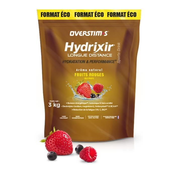OVERSTIMS - Boisson Hydrixir Longue distance - Hydratation et maintien des performances - Fruits rouges - sachet 3 kg