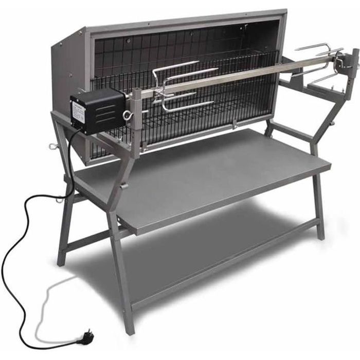 Rôtissoire en fer et en acier inoxydable pour rôtir viande barbecue