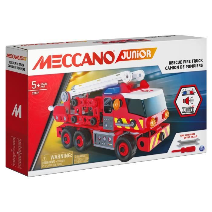 MECCANO - CAMION DE POMPIERS MECCANO JUNIOR - 6056415 - Jeu de Construction et Outils - Effets sonores et lumineux