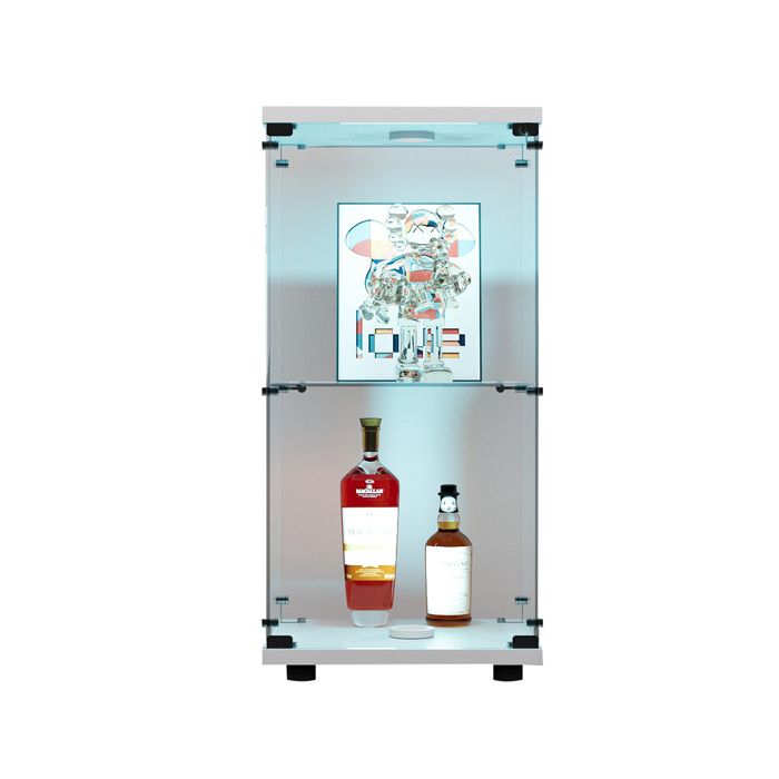 MandosaXL vitrines en verre accroché au mur 2 portes en verre blanc