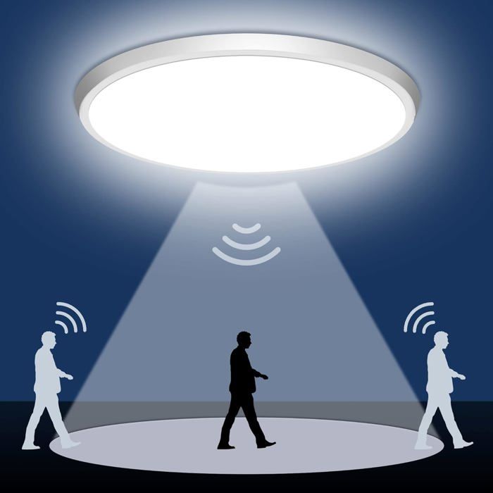 Plafonnier LED IP65 Avec Détecteur De Mouvement Radar 5.8G - 30W 4500lm, 3 Températures De Couleur - 11