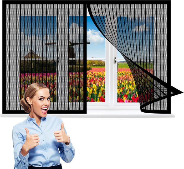 Moustiquaire Porte Fenetre Aimantée 130x220cm,Noir Rideau Anti Mouche