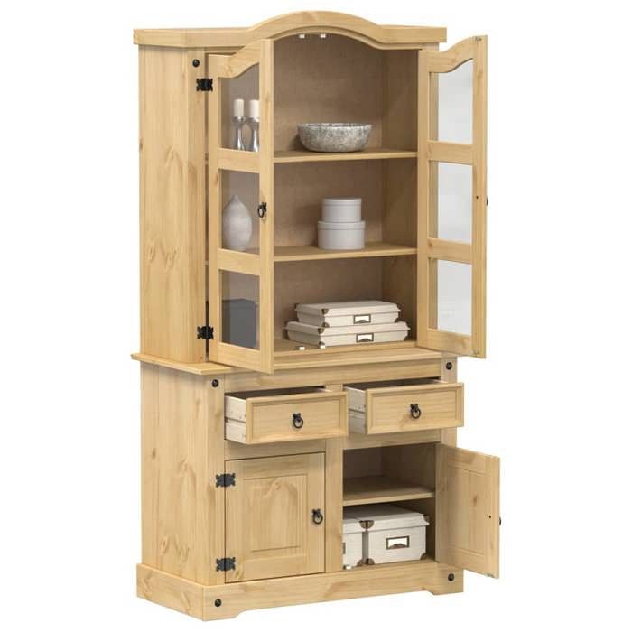 vidaXL Vitrine en verre Corona 100x485x179 cm bois massif de pin armoire armoire avec portes vitrées vitrine avec portes 4005681