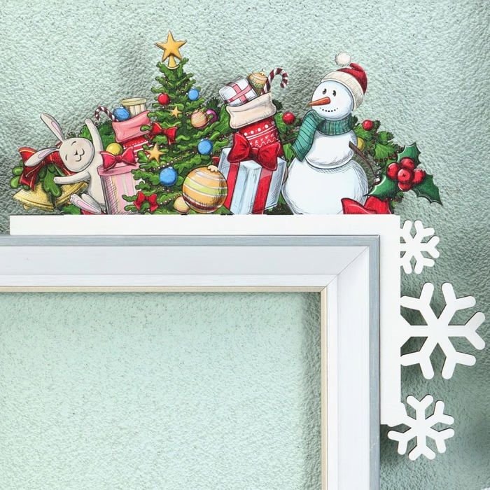 Déco Porte Noël – Gnome En Bois Avec Autocollants – Pour Porte, Fenêtre, Mur – Ambiance Fêtes – Réutilisable - 9