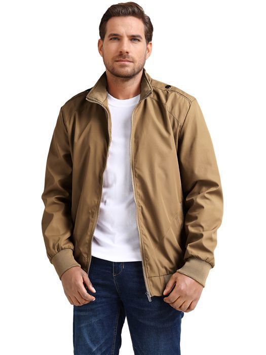Allthemen Blouson Cuir Homme Bomber Col Montant – Veste Moto Zippée Casual, Style Classique Et Cool, Cuir Véritable