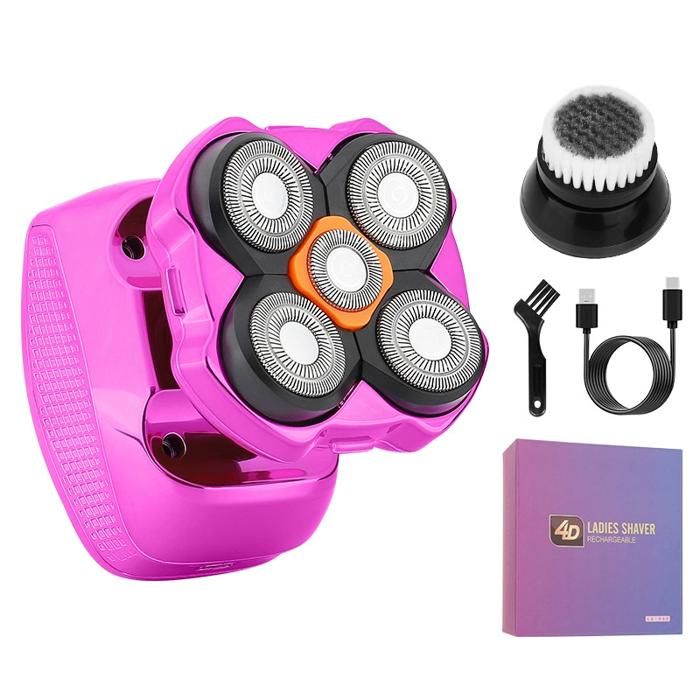 Épilateur électrique pour femme4 têtes rechargeablesÉpilateur 360 degrés câble de chargement USB，Tondeuse étanche pour femme