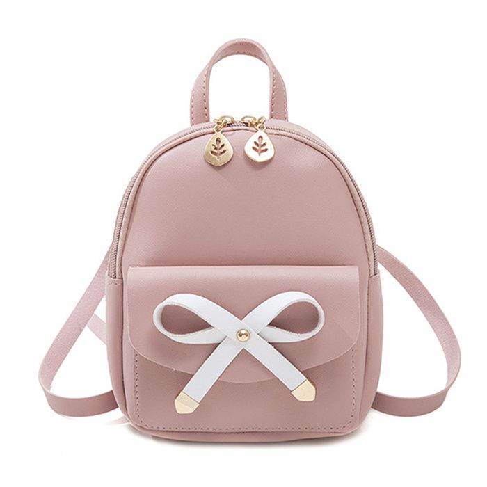Sac à dos en cuir avec nœud papillon pour filles, mini sac à main
