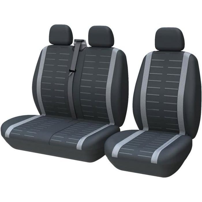 Housse Siege Voiture Couvre Universal Fit La Plupart des Camions Camionnette Bus Siège Avant 1+2 (3 Places) Housses de Sieges Gris