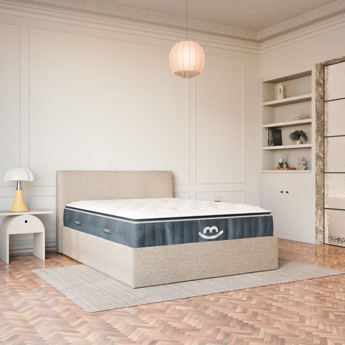 Pack lit coffre beige et matelas hybride 160x200 épais 30cm - Célia & Victoria - Morphea