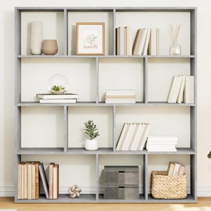 CLARENCEVitrine salon/porte-livres - Bibliothèque gris béton 132x29x141 5 cm bois dingénierie EU408208