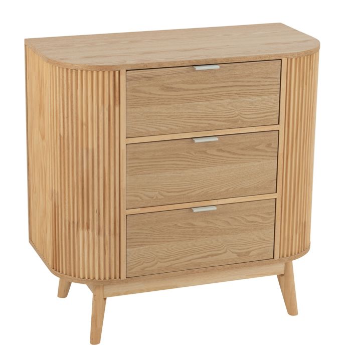 Commode en bois 3 tiroirs Naturel 40x80x80 cm Commode en bois 3 tiroirs Naturel 40x80x80 cm
