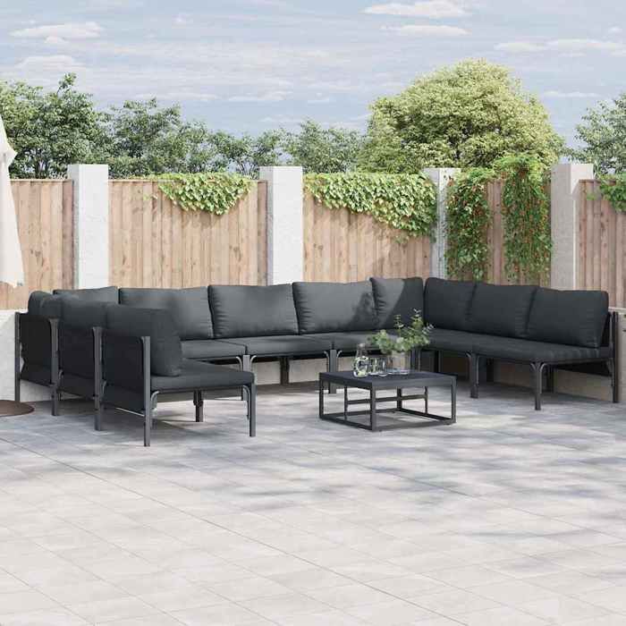 vidaXL Ensemble de canapé de jardin avec coussin 9 pcs Acier - vue 9